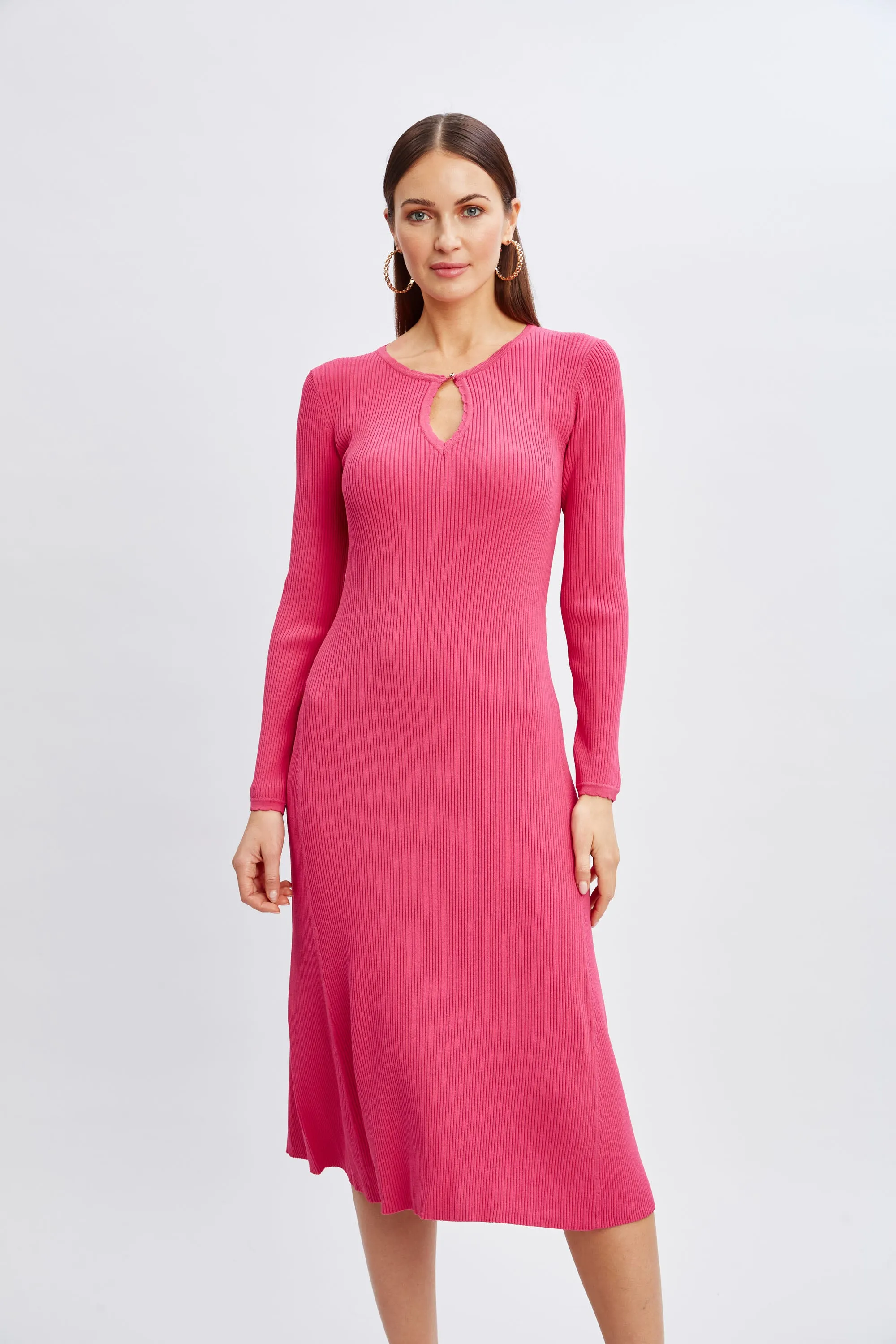 Scallop Keyhole Sweater Dress