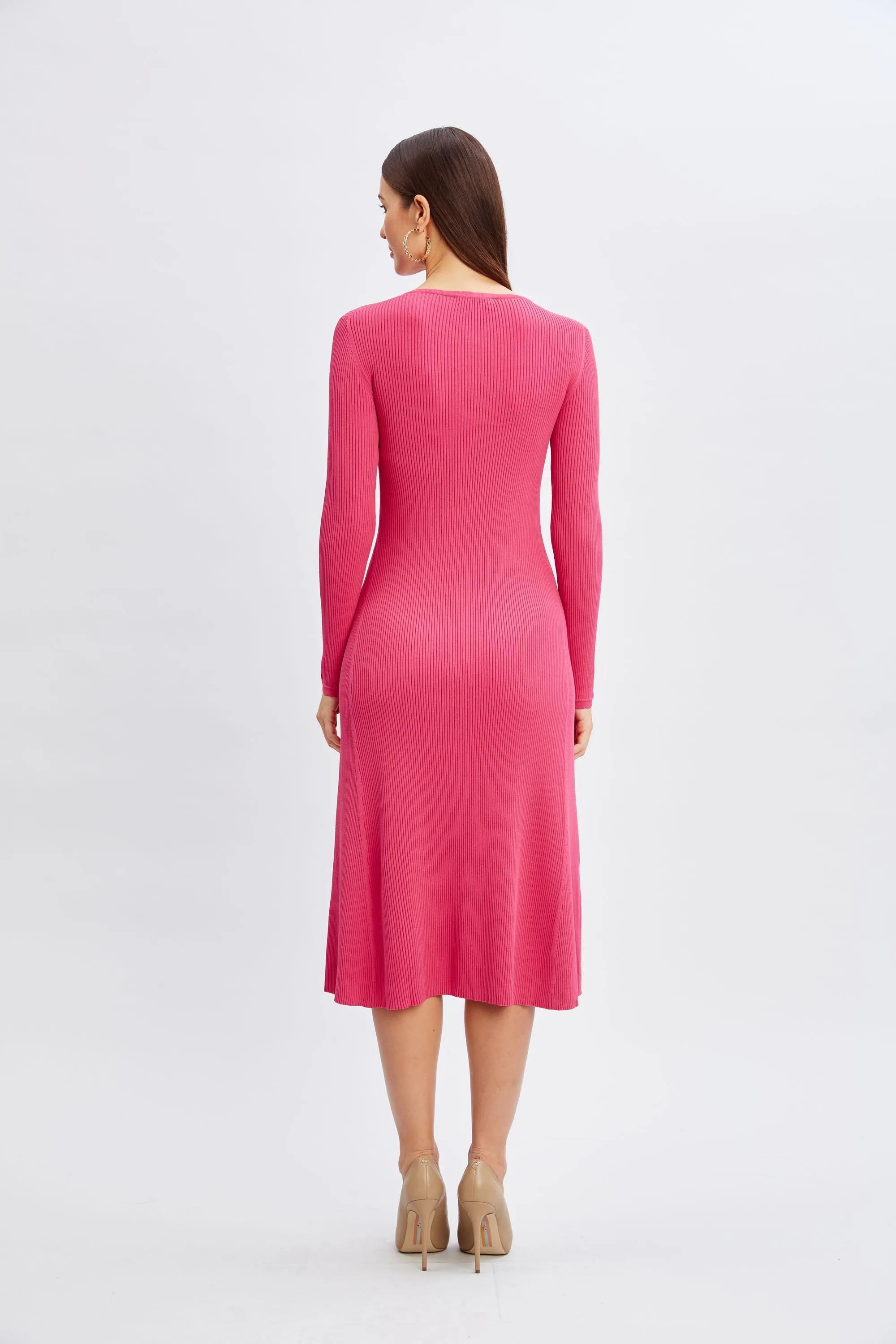 Scallop Keyhole Sweater Dress