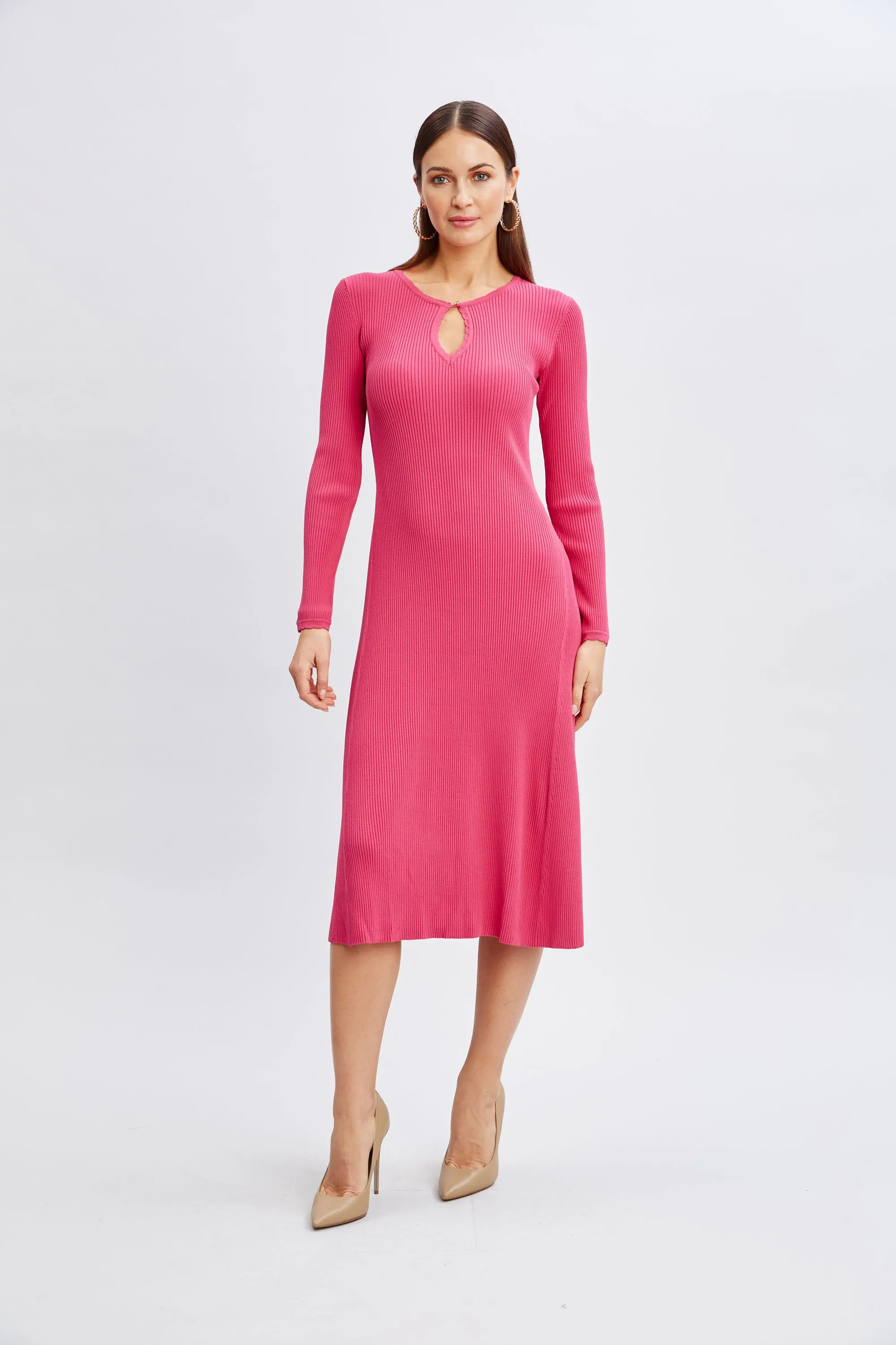 Scallop Keyhole Sweater Dress