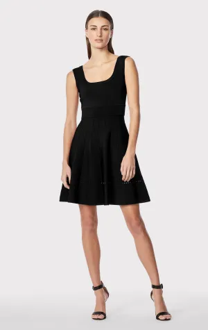 SCOOP NECK FIT AND FLARE MINI DRESS