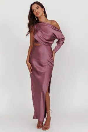 See You Again One Sleeve Maxi Dress Grape