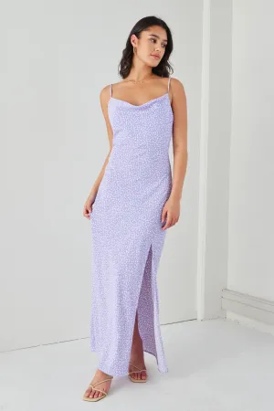 Showstopper Lilac Ditsy Strappy Bias Slip Dress