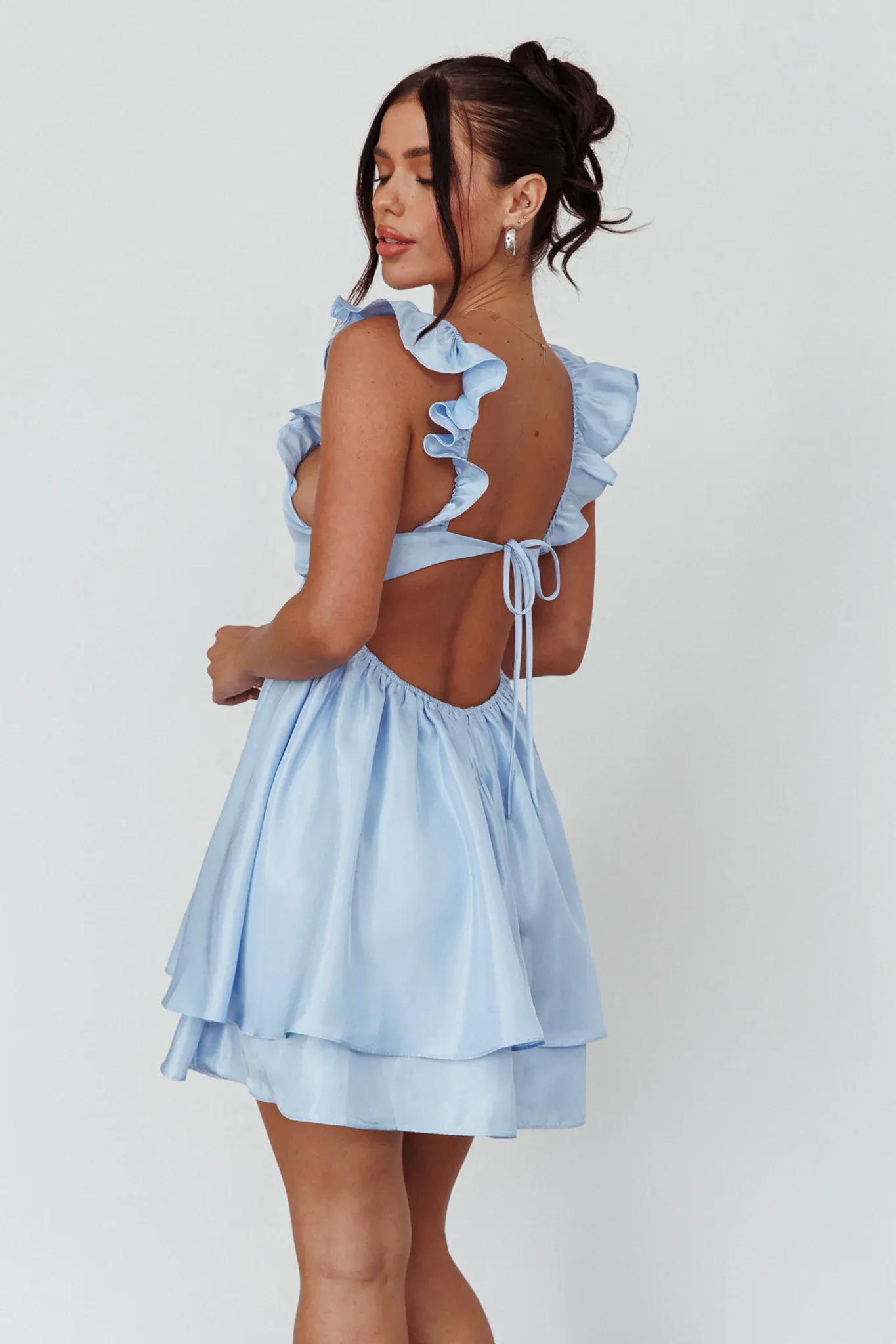 Siren Song Frill Strap Mini Dress Sky