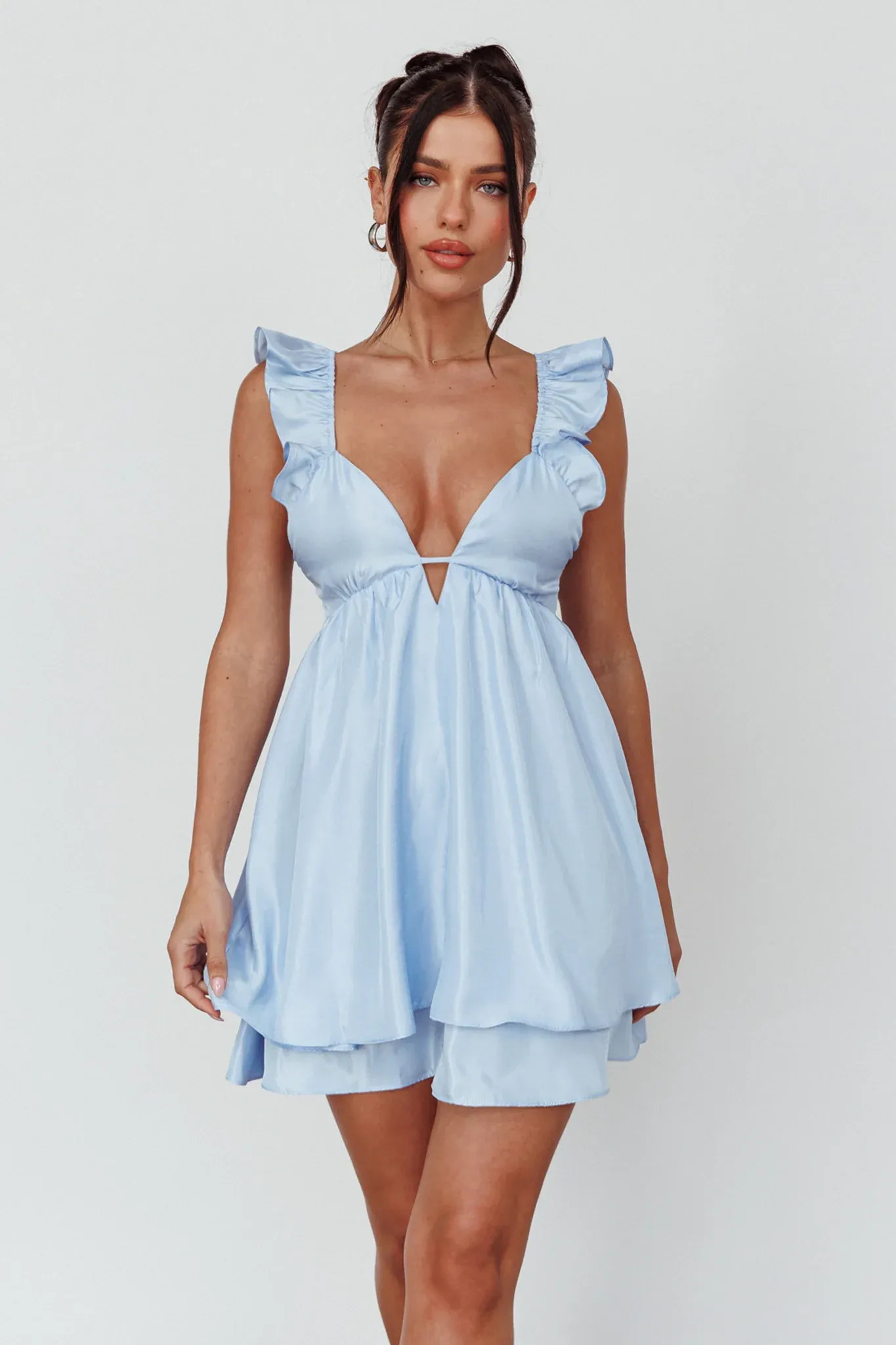 Siren Song Frill Strap Mini Dress Sky