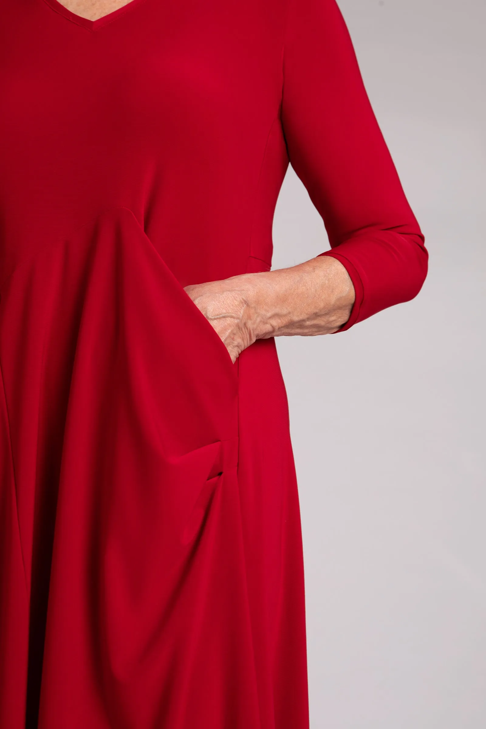 Slant Pocket Dress | Red