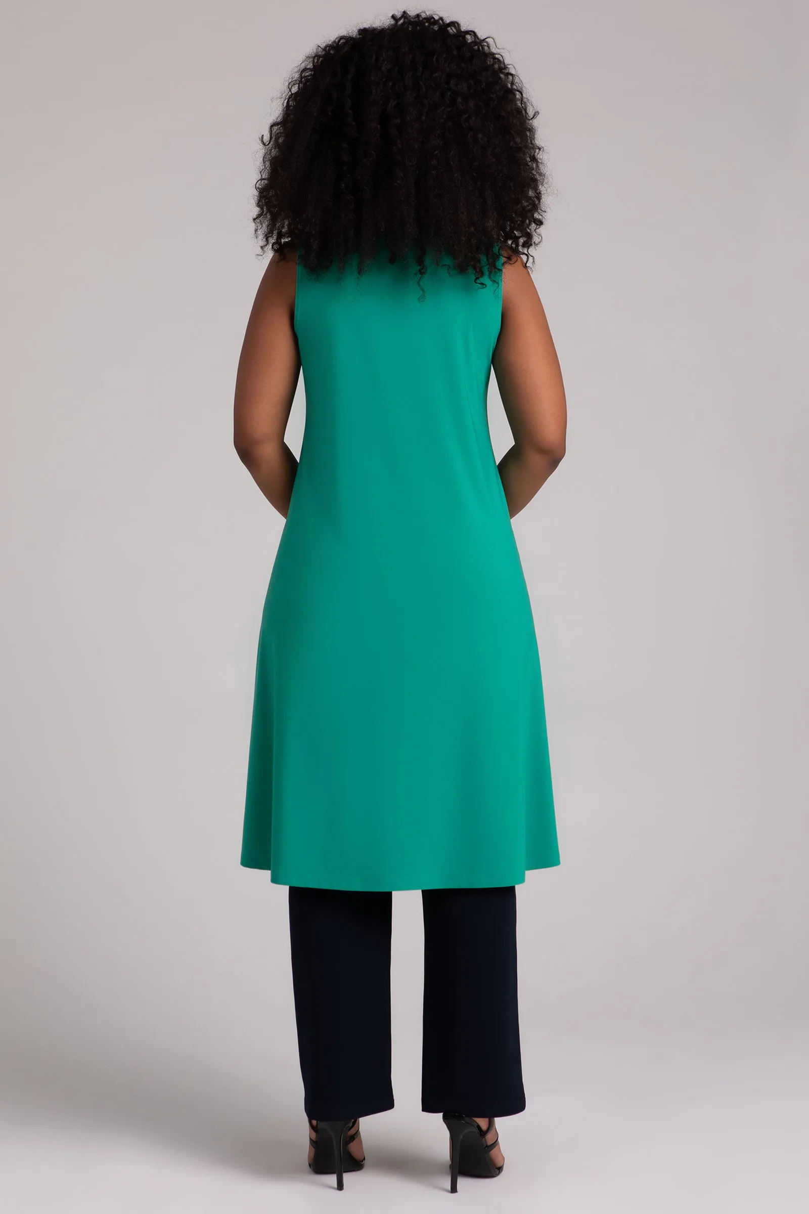 Sleeveless High Slit Over Under | Emerald