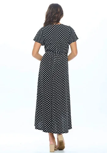 Summer in Spain Hi Lo Dress in Black with Dots