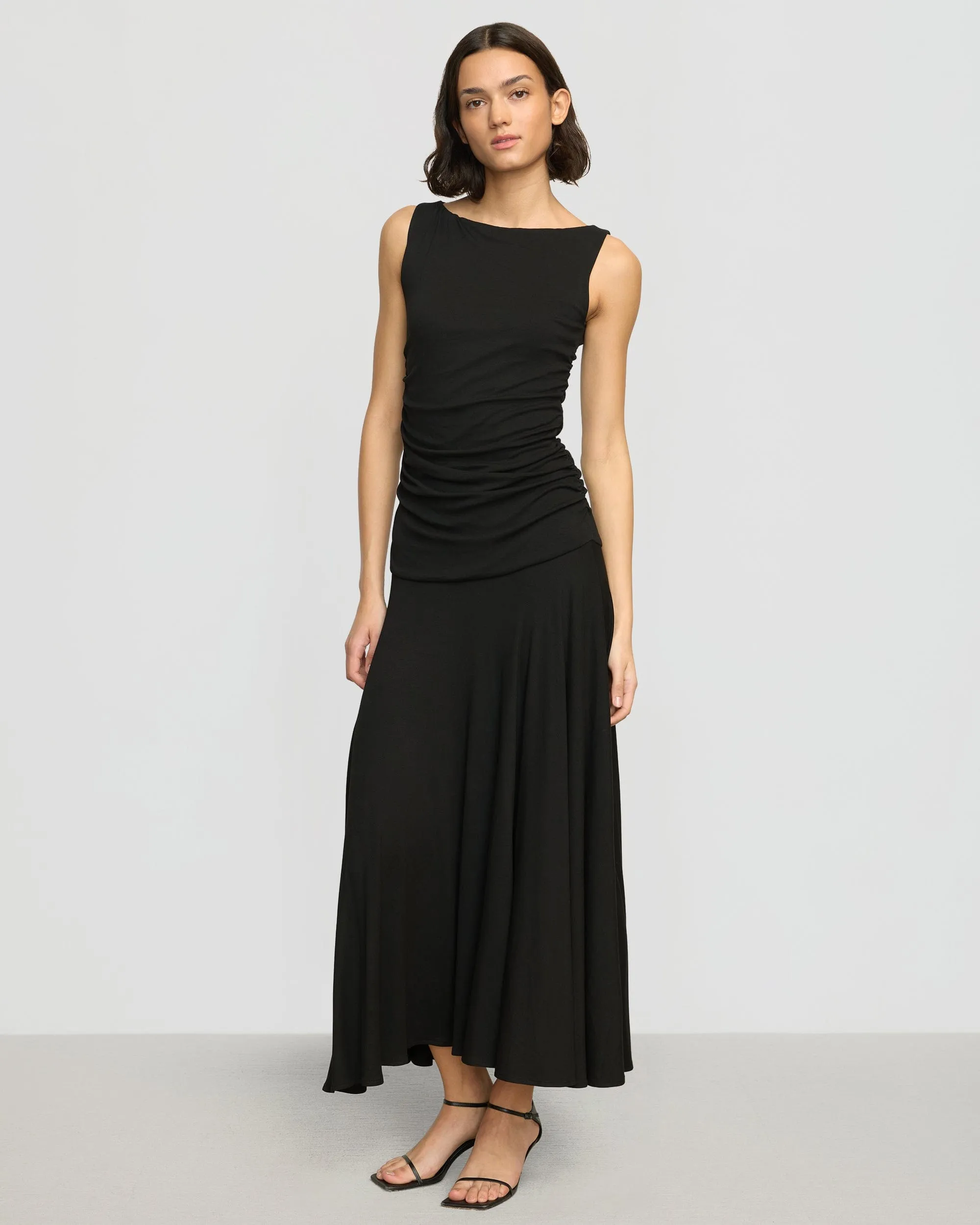 Tamsin Ruched Drop-Waist Maxi Dress