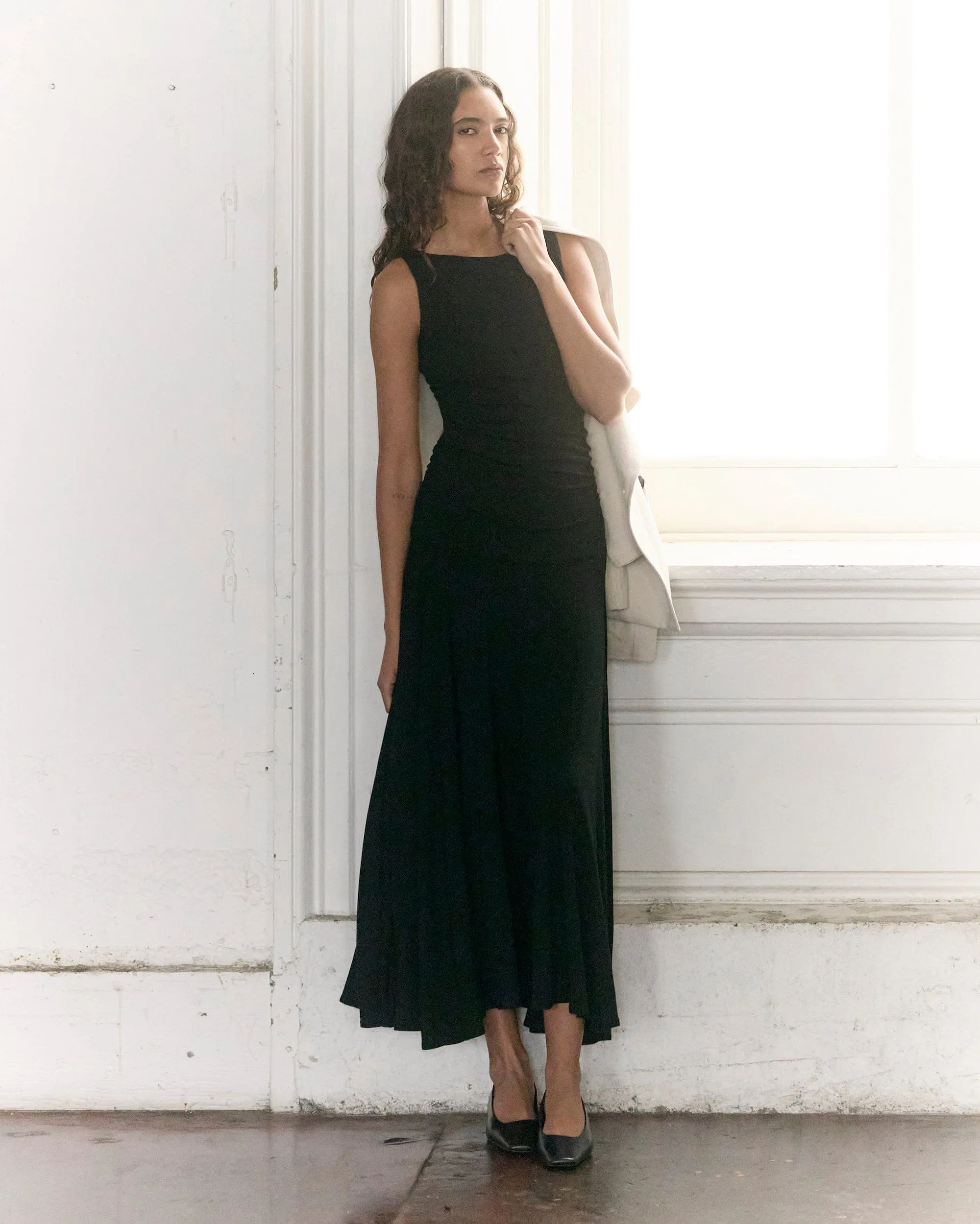 Tamsin Ruched Drop-Waist Maxi Dress