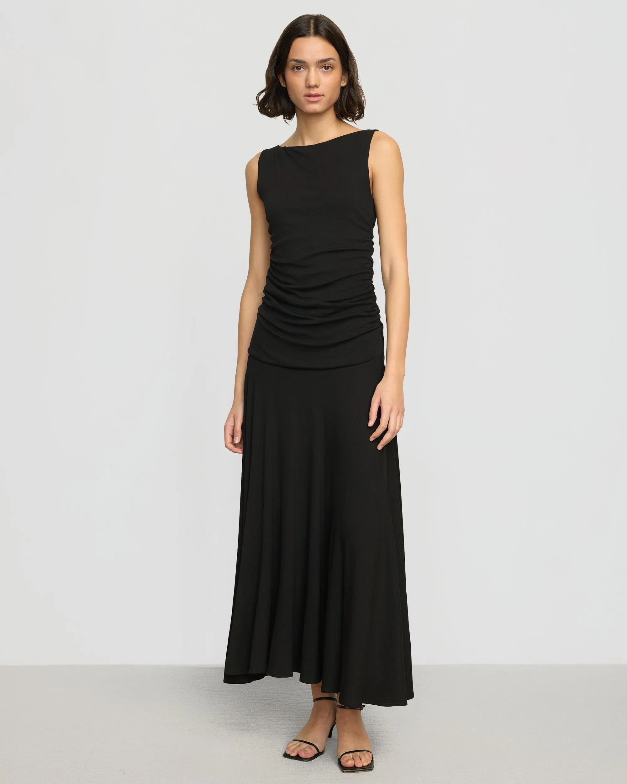 Tamsin Ruched Drop-Waist Maxi Dress