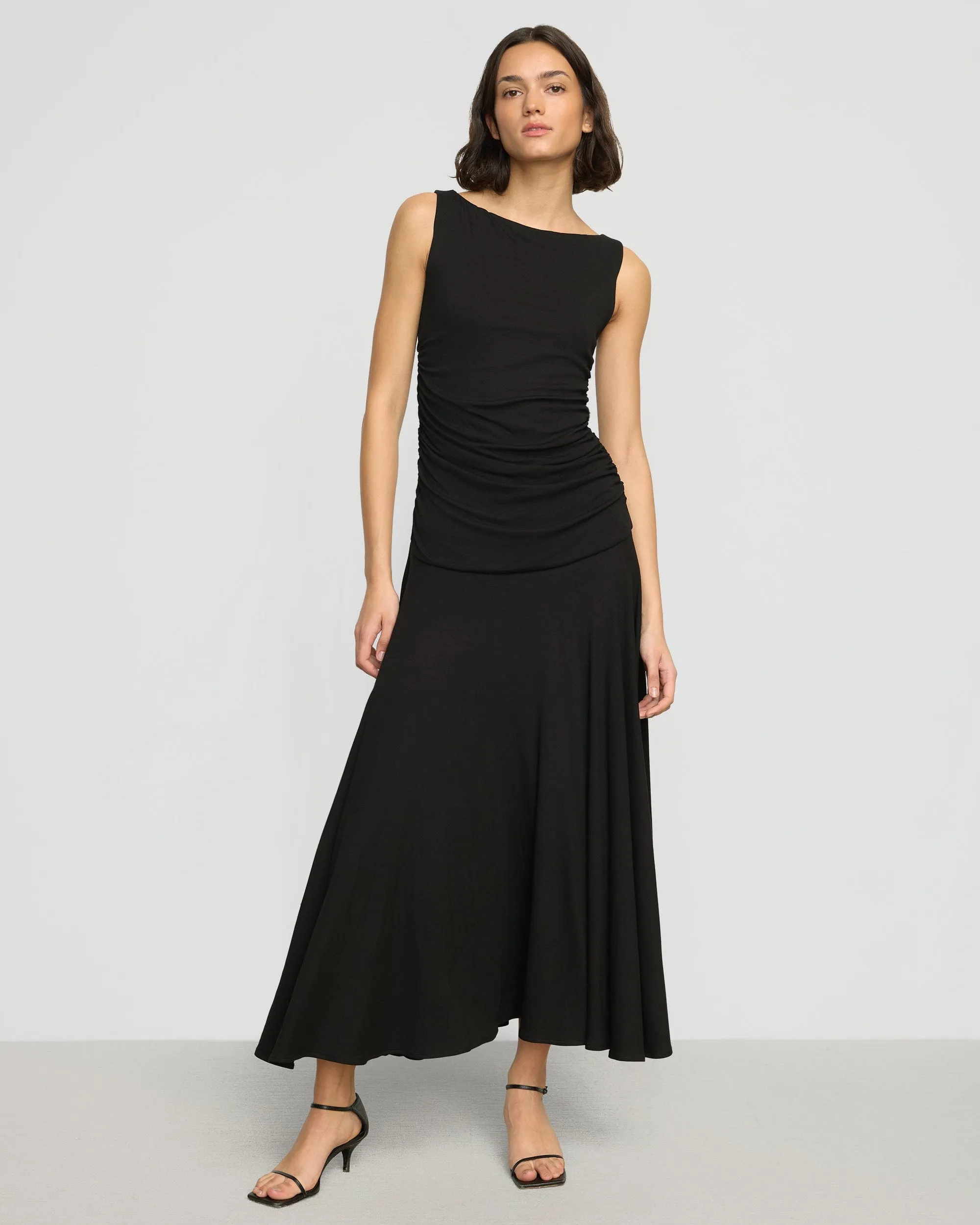 Tamsin Ruched Drop-Waist Maxi Dress
