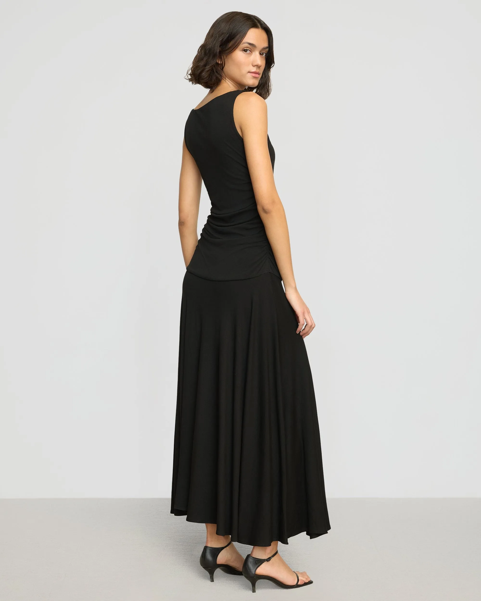 Tamsin Ruched Drop-Waist Maxi Dress