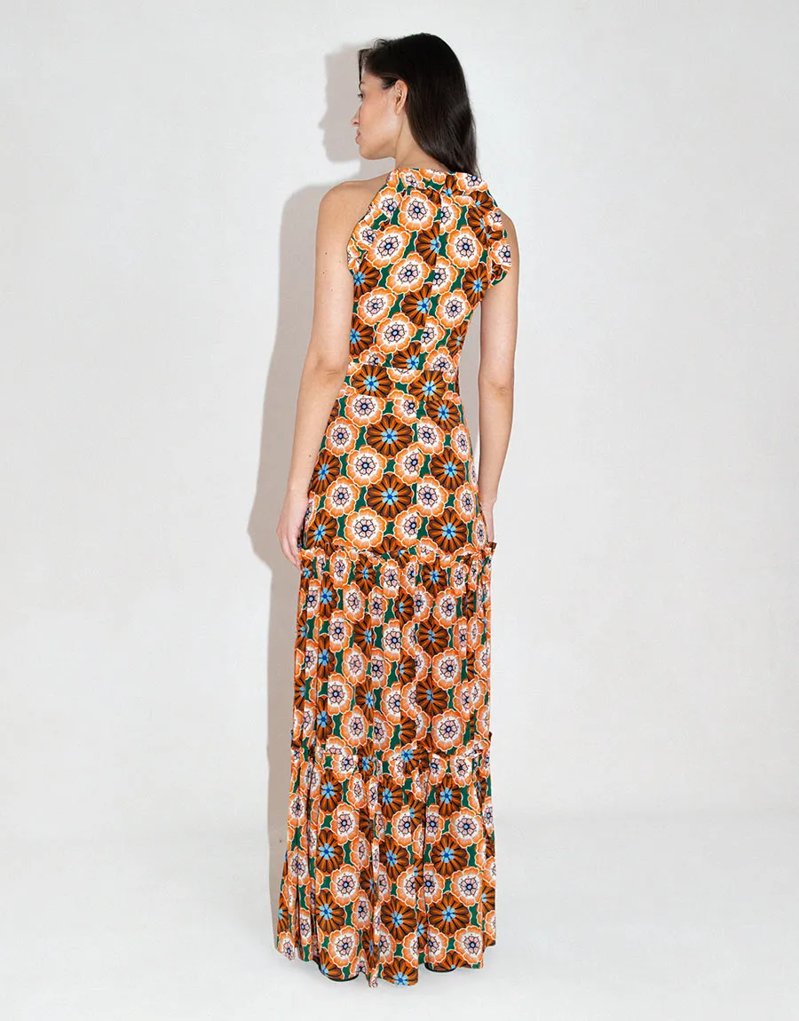 Tatiana Crepe Maxi Dress - Flower Pop Orange - SALE