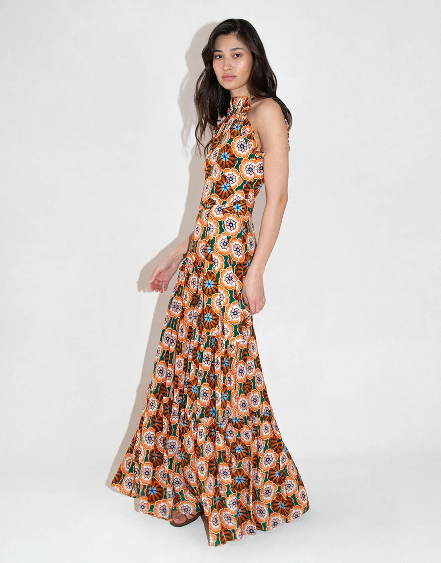 Tatiana Crepe Maxi Dress - Flower Pop Orange - SALE