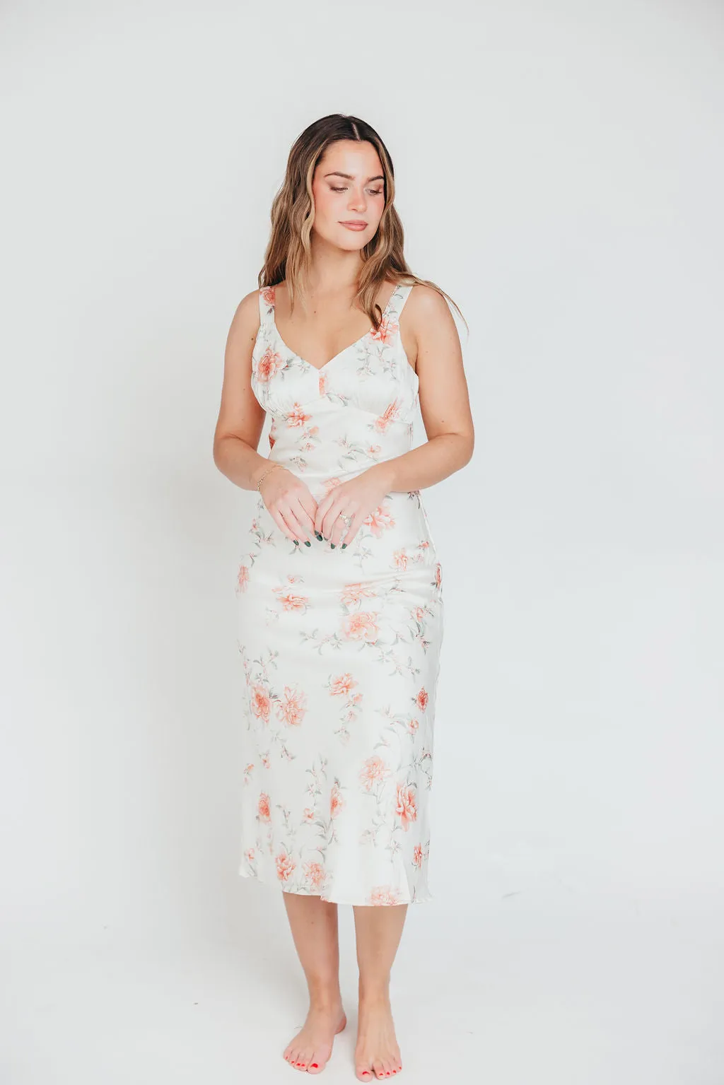 The Felicity Midi Dress in Ivory Floral