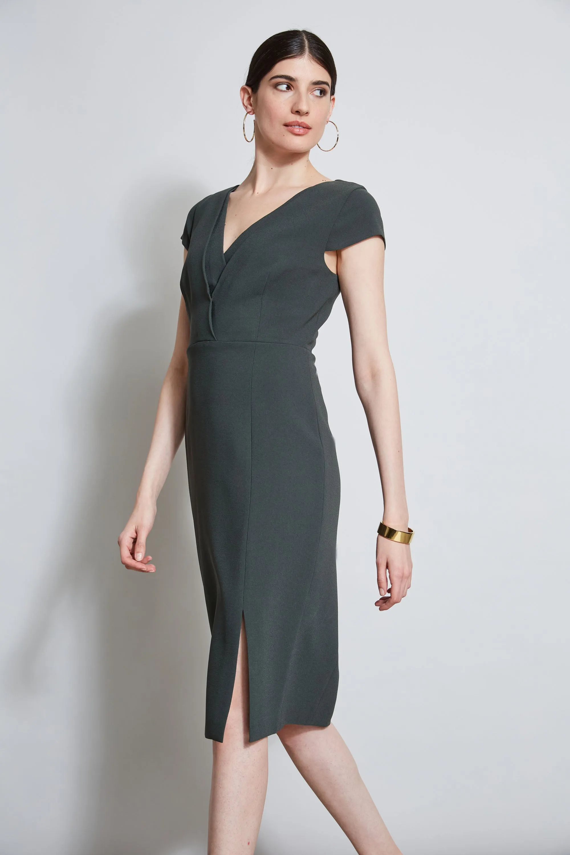 V-Neck Crepe Dress