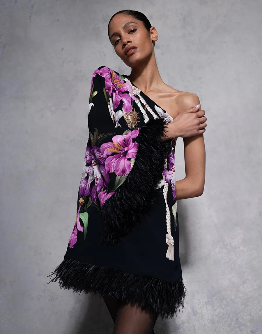 Vida Crepe Mini Dress - Painterly Flower - SALE