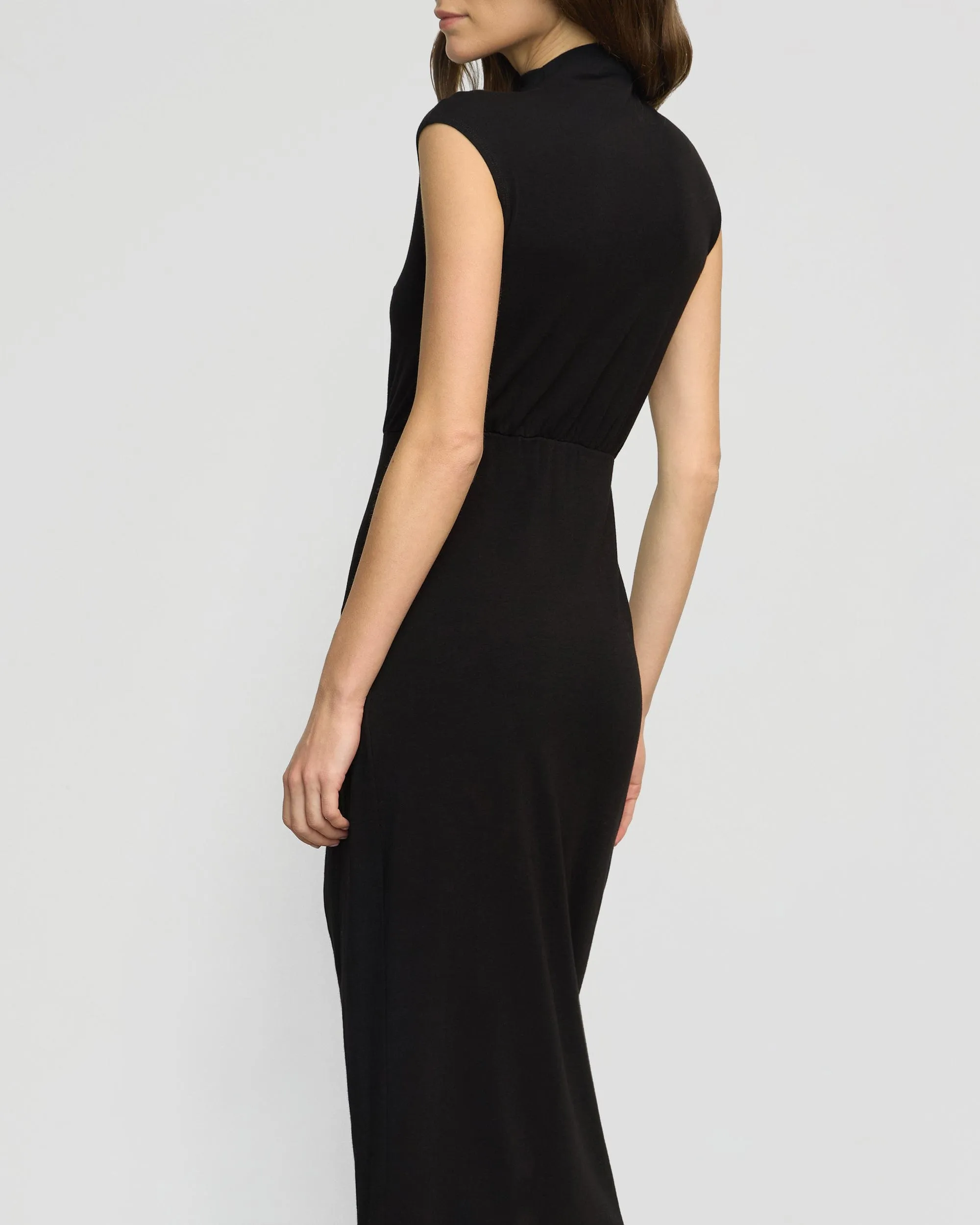 Yimei Mock-Neck Side-Slit Dress